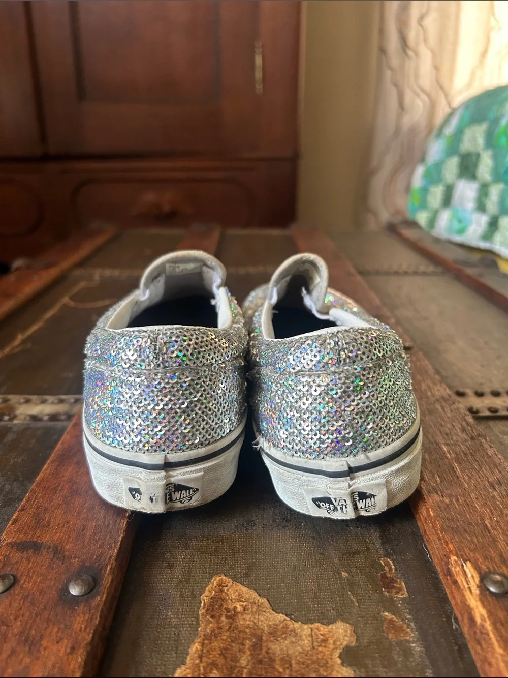 Vans Kids Silver Sequin Slip-On Sneakers